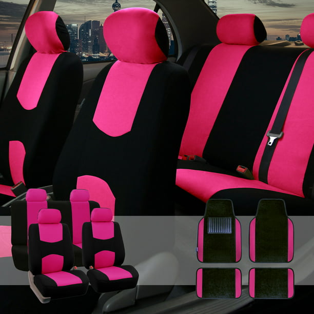 Pink Black 2 Row Car Seat Covers 